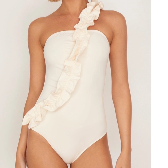 NWT ULLA JOHNSON Capri Maillot One Piece Swimsuit Cowrie Cream - Picture 1 of 7